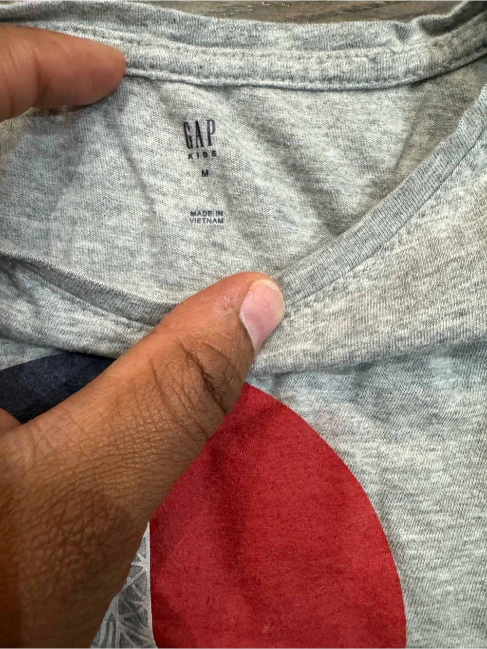 GAP Girls Grey Long-Sleeve Tee with Red & Navy Paris Graphic